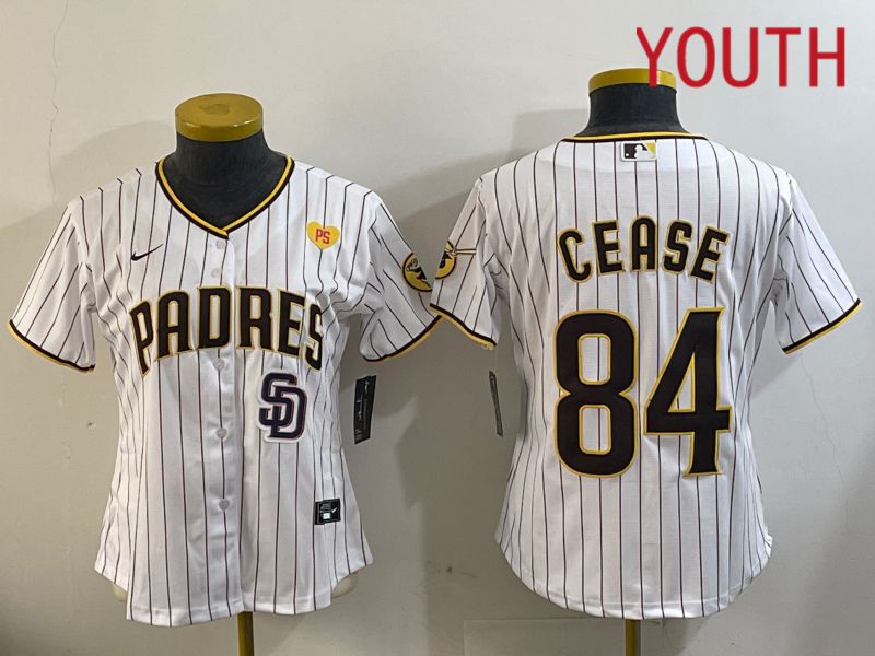 Youth San Diego Padres #84 Cease White Stripe Game 2024 Nike MLB Jersey style 11204->youth mlb jersey->Youth Jersey